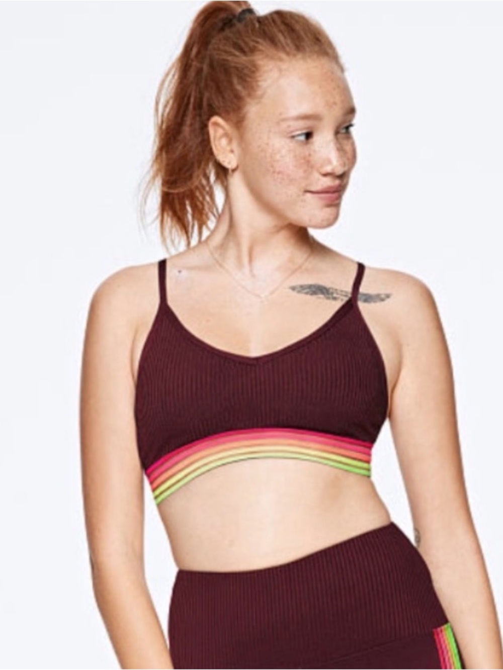 Victorias Secret Sport Gym to Swim Ribbed Mesh Racerback Lined Sports Bra Sz L